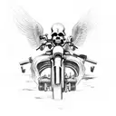 grim reaper on a harley davidson, beach tattoo design idea