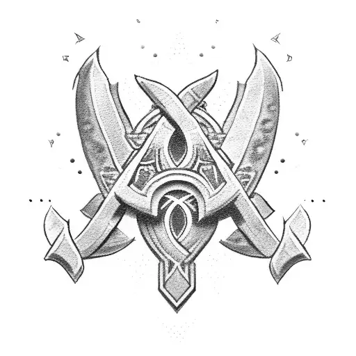 Ukrainian trident in a Polynesian style tattoo design idea