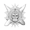 Ukrainian trident in a Polynesian style tattoo design idea