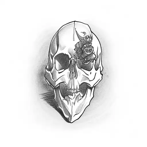 a coffin with a skull cute drawing tattoo design idea