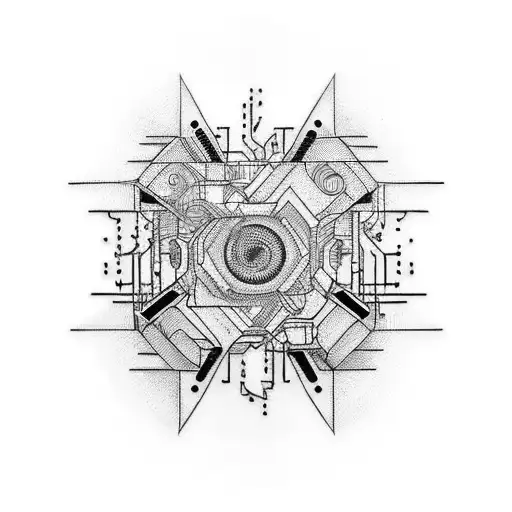Create a tattoo featuring a futuristic computer chip with intricate circuit patterns tattoo design idea