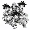 goku, luffy, Naruto tattoo design idea