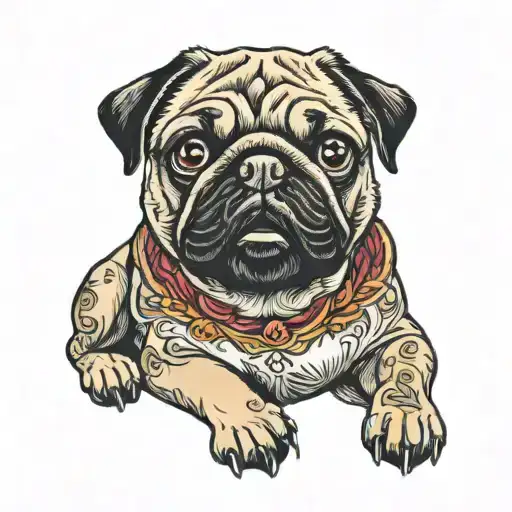 pug dog old school tattoo tattoo design idea