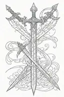 two crossed swords for the back are combined to form a single sword tattoo design idea