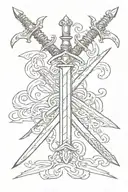 two crossed swords for the back are combined to form a single sword tattoo design idea