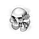 skull king with electric guitar on a throne tattoo design idea