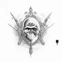 skull king with electric guitar on a throne tattoo design idea