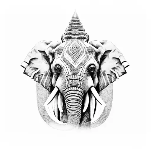 thailand elephant's head Angkor wat temple inside  tattoo design idea