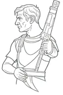 Julius Caesar with a rifle in his hands tattoo design idea