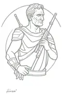 Julius Caesar with a rifle in his hands tattoo design idea