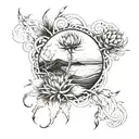 waves and thistles  tattoo design idea