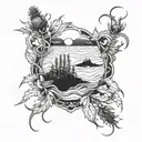 waves and thistles  tattoo design idea