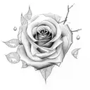 Rose with willow branch tattoo design idea