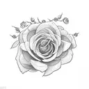 Rose with willow branch tattoo design idea
