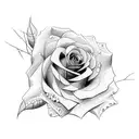 Rose with willow branch tattoo design idea
