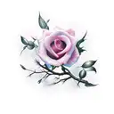 rose with willow branch tattoo design idea