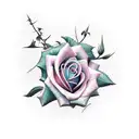 rose with willow branch tattoo design idea