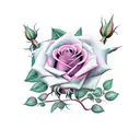 rose with willow branch tattoo design idea