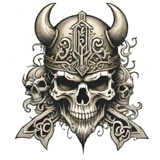skull viking runes tattoo design idea