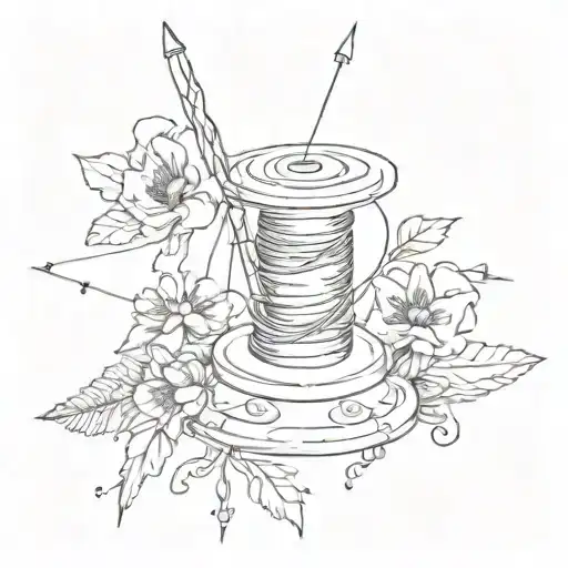 needle and thread tattoo design idea