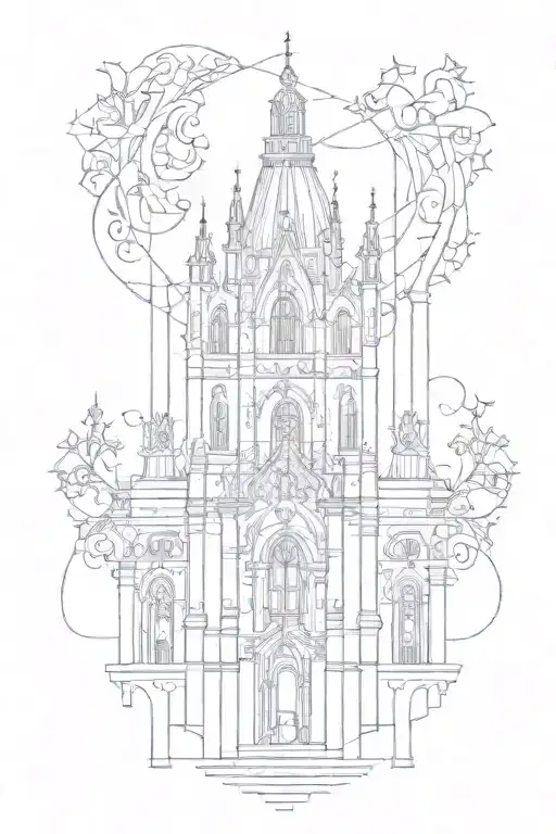 needle and thread that becomes the cathedral of Milan tattoo design idea