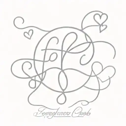 letters SG in script, with 4 hearts connected tattoo design idea