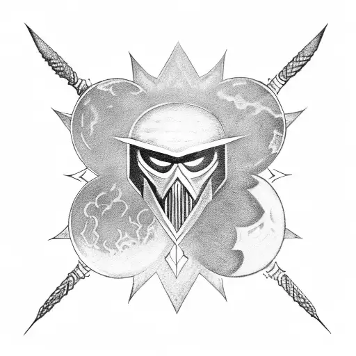 tattoo of a sun knight and a moon knight both with a star sword in their hands tattoo design idea