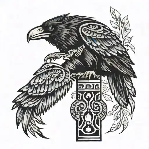 raven wolf bear totem pole tattoo design idea