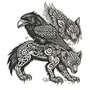 raven wolf bear totem pole tattoo design idea