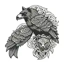raven wolf bear totem pole tattoo design idea