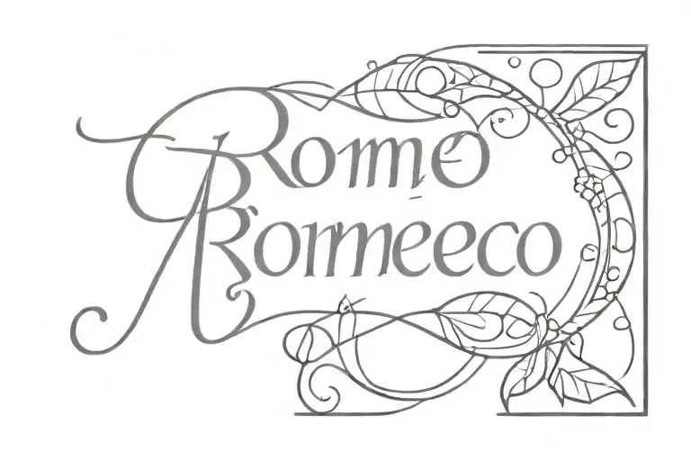 Romeo in fancy hollow font The letters tattoo design idea