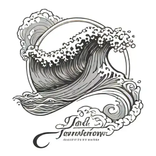 Wave/sunset vibe with words "I do not and will not fear tomorrow because I feel as though today has been enough" tattoo design idea