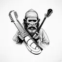 banjo hobo tattoo design idea