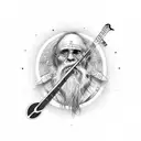 hobo with banjo tattoo design idea