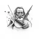 hobo with banjo tattoo design idea