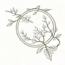 elm tree in circular border tattoo design idea