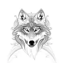 Design a tattoo featuring a wolf surrounded by three intricate mandalas, symbolizing strength and protection for the client's family and church community tattoo design idea