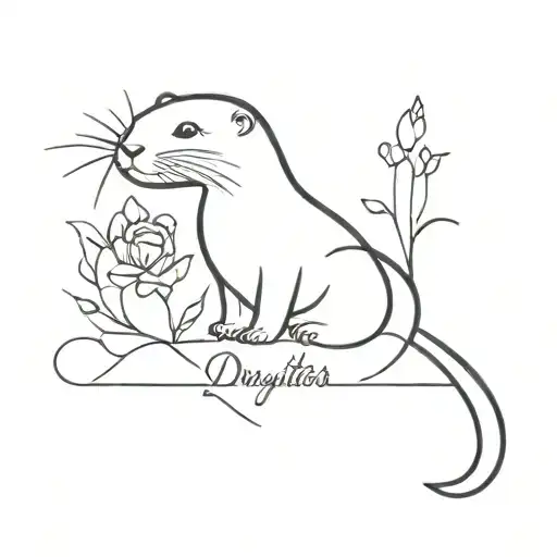 otter daughters name written tattoo design idea