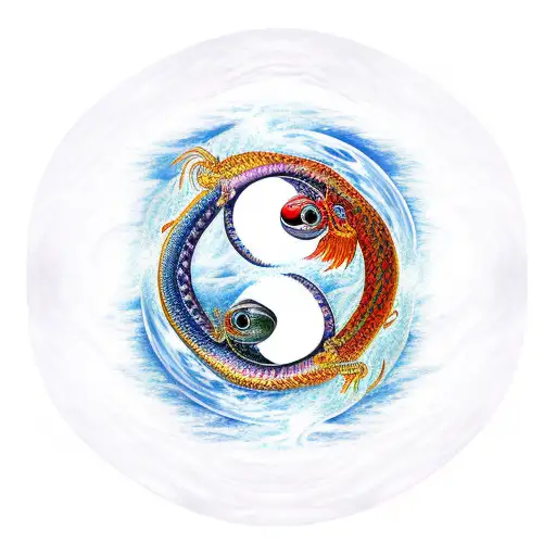 Fire and water dragons yin yang  tattoo design idea