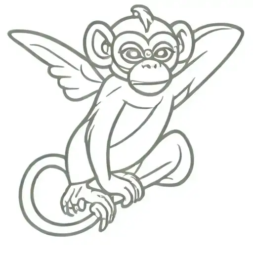 flying monkey tattoo design idea