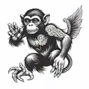  a flying monkey  tattoo design idea