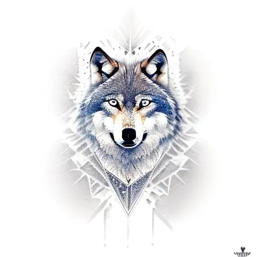 Wolf and Roman Numerals  tattoo design idea