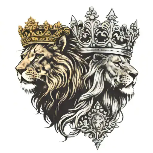 Jesus and roaring lion wearing a crown tattoo design idea