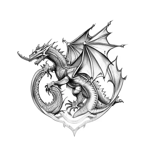 knight riding dragon tattoo design idea