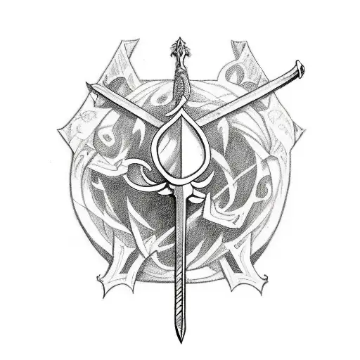 Incorporate a sword and a book in a tattoo that represents the client's love for both fantasy and literature tattoo design idea