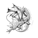 knight riding dragon tattoo design idea