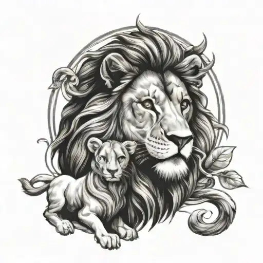 Christ, lion and lamb tattoo design idea
