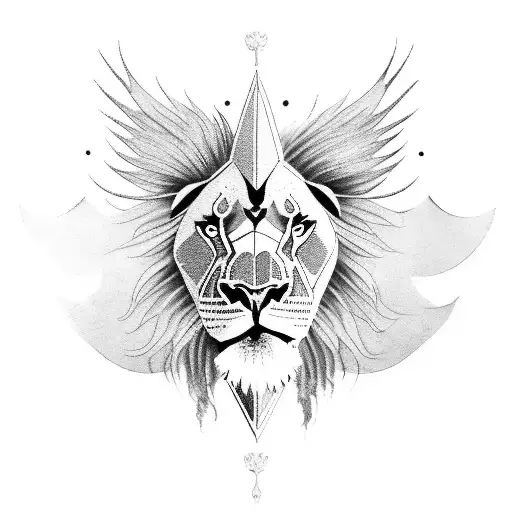 wings with a lion tattoo design idea