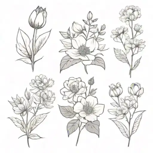 birthflower march june december and november birth flower bouquet tattoo design idea