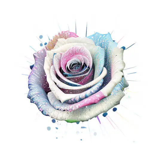 A vibrant and colorful rose intertwined with piano keys, symbolizing the harmony between music and nature. tattoo design idea